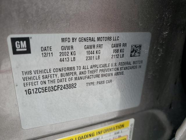 1G1ZC5E03CF243882 - 2012 CHEVROLET MALIBU 1LT თაფლისფერი ფოტო 12