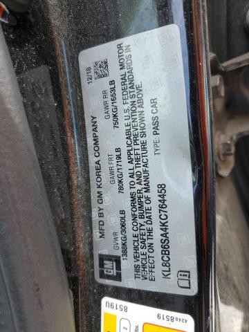 KL8CB6SA4KC764458 - 2019 CHEVROLET SPARK LS BLACK photo 12