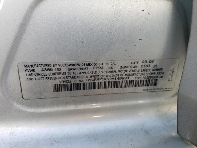 3VWRM71K59M149693 - 2009 VOLKSWAGEN JETTA SE SILVER photo 12