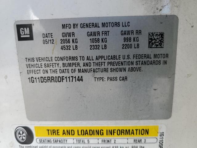 1G11D5RR0DF117144 - 2013 CHEVROLET MALIBU 1LT 白色 照片 12