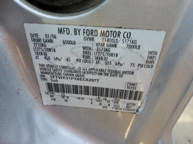 1FTWX31PX6EC62977 - 2006 FORD F350 SRW SUPER DUTY SILVER photo 12