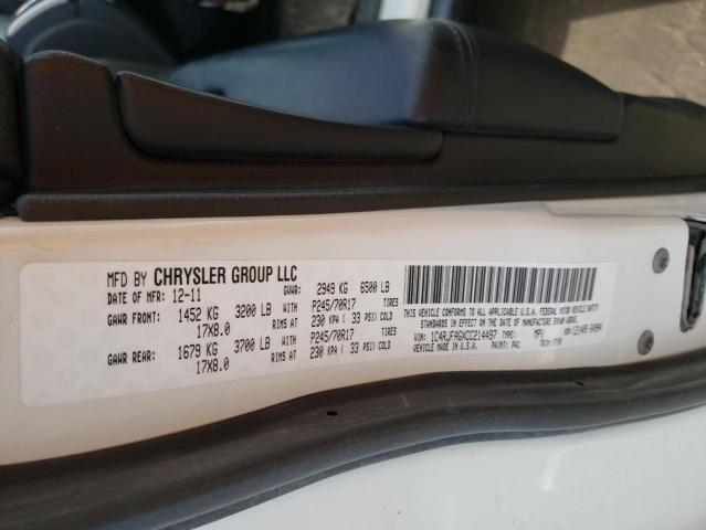 1C4RJFAGXCC214497 - 2012 JEEP GRAND CHER LAREDO WHITE photo 13