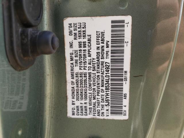 5J6YH18534L014927 - 2004 HONDA ELEMENT EX GREEN photo 13