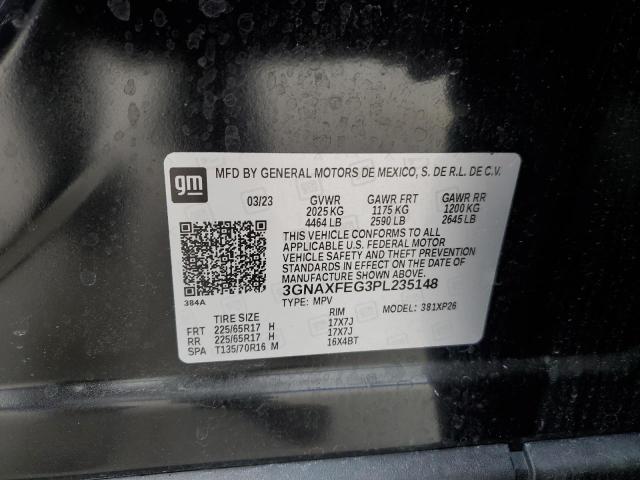 3GNAXFEG3PL235148 - 2023 CHEVROLET EQUINOX LS BLACK photo 12