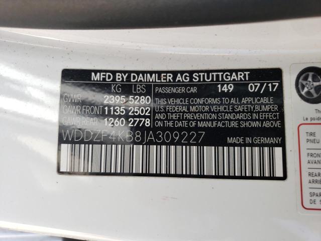 WDDZF4KB8JA309227 - 2018 MERCEDES-BENZ E 300 4MATIC WHITE photo 12