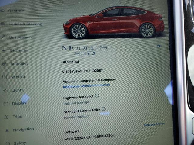 5YJSA1E21FF102987 - 2015 TESLA MODEL S Կարմիր լուսանկար 9