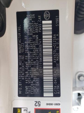 4T1T11AKXRU869741 - 2024 TOYOTA CAMRY SE NIGHT SHADE WHITE photo 12