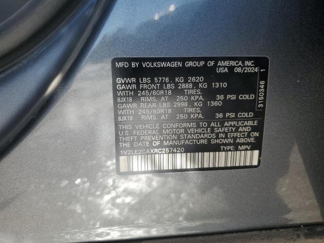 1V2LE2CAXRC257420 - 2024 VOLKSWAGEN ATLAS CROS SE GRAY photo 13