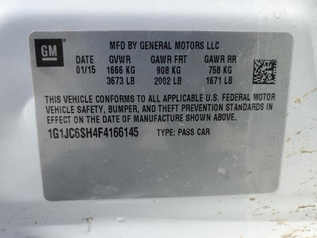 1G1JC6SH4F4166145 - 2015 CHEVROLET SONIC LT WHITE photo 12