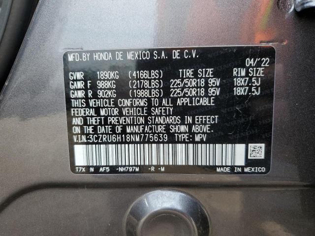 3CZRU6H18NM775639 - 2022 HONDA HR-V SPORT GRAY photo 13