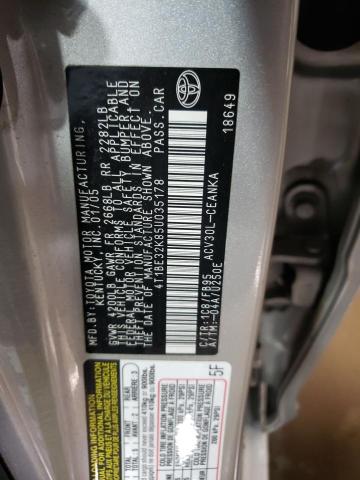 4T1BE32K85U035178 - 2005 TOYOTA CAMRY LE SILVER photo 12