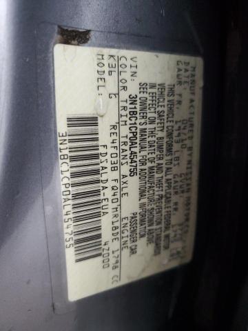 3N1BC1CP0AL454755 - 2010 NISSAN VERSA S GRAY photo 13