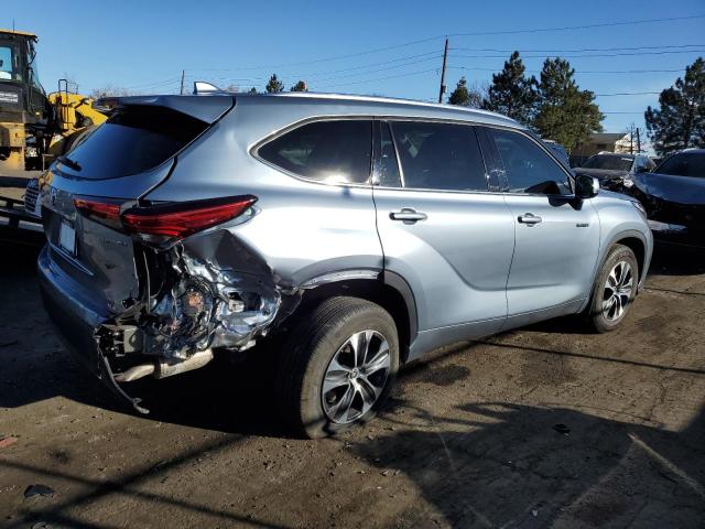 5TDGARAH4MS006259 - 2021 TOYOTA HIGHLANDER HYBRID XLE BLUE photo 3