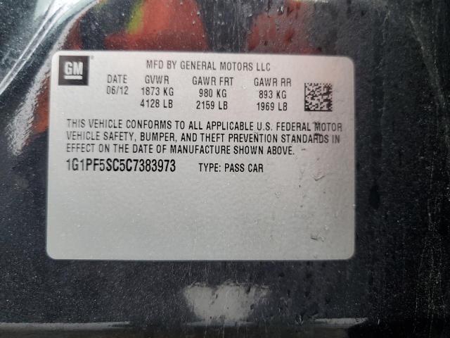 1G1PF5SC5C7383973 - 2012 CHEVROLET CRUZE LT BLACK photo 12