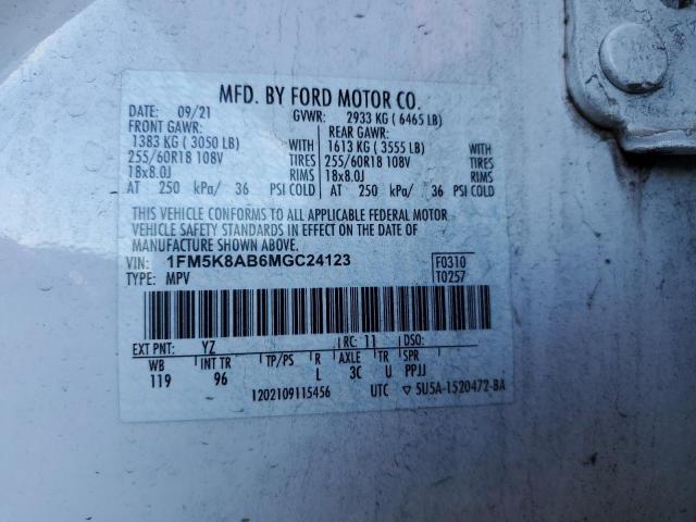 1FM5K8AB6MGC24123 - 2021 FORD EXPLORER POLICE INTERCEPTOR Երկգույն լուսանկար 13