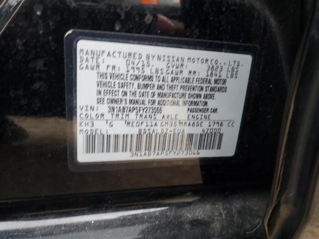 3N1AB7AP5FY273066 - 2015 NISSAN SENTRA S BLACK photo 13