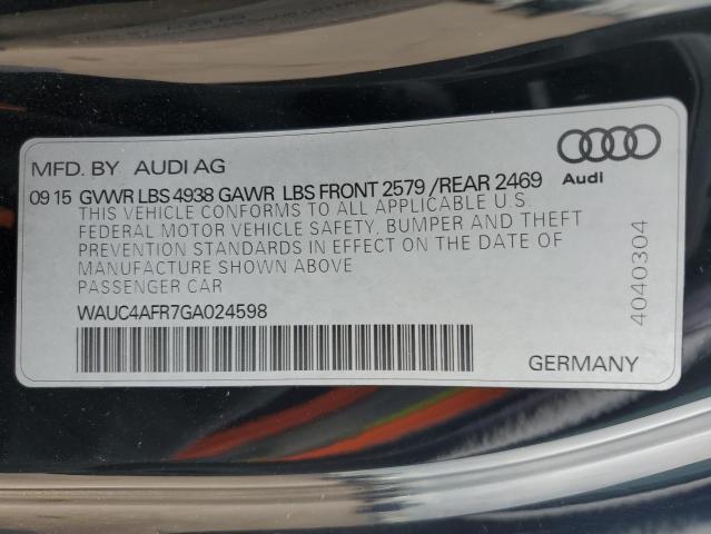 WAUC4AFR7GA024598 - 2016 AUDI S5 PREMIUM PLUS შავი ფოტო 12