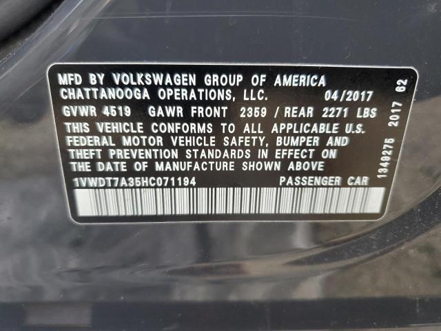 1VWDT7A35HC071194 - 2017 VOLKSWAGEN PASSAT R-LINE ნაცრისფერი ფოტო 12