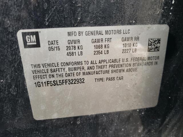 1G11F5SL5FF322932 - 2015 CHEVROLET MALIBU LTZ შავი ფოტო 12