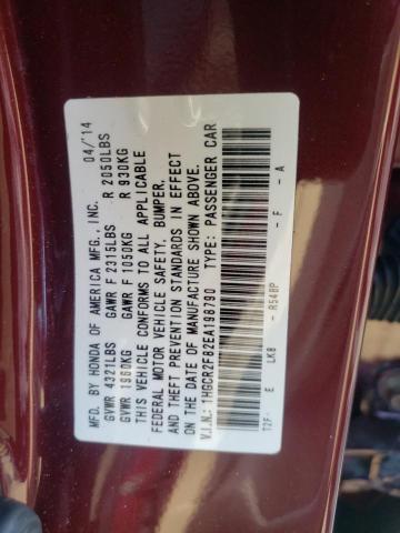 1HGCR2F82EA198790 - 2014 HONDA ACCORD EXL BURGUNDY photo 13