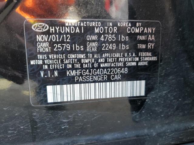 KMHFG4JG4DA220648 - 2013 HYUNDAI AZERA BLACK photo 12