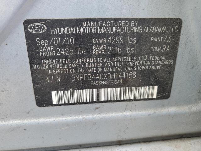 5NPEB4ACXBH144158 - 2011 HYUNDAI SONATA GLS BLUE photo 12