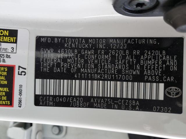 4T1T11BK2RU117000 - 2024 TOYOTA CAMRY SE NIGHT SHADE WHITE photo 12