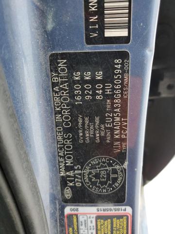 KNADM5A38G6605948 - 2016 KIA RIO LX BLUE photo 12