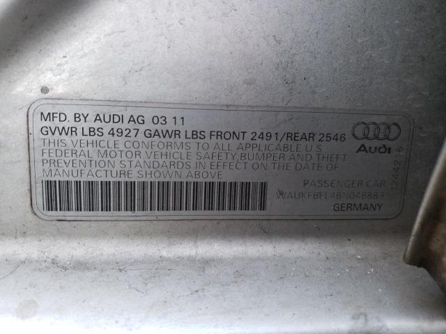 WAUKFBFL4BN048883 - 2011 AUDI A4 PRESTIGE SILVER photo 12