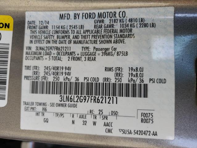 3LN6L2G97FR621211 - 2015 LINCOLN MKZ BEIGE photo 12