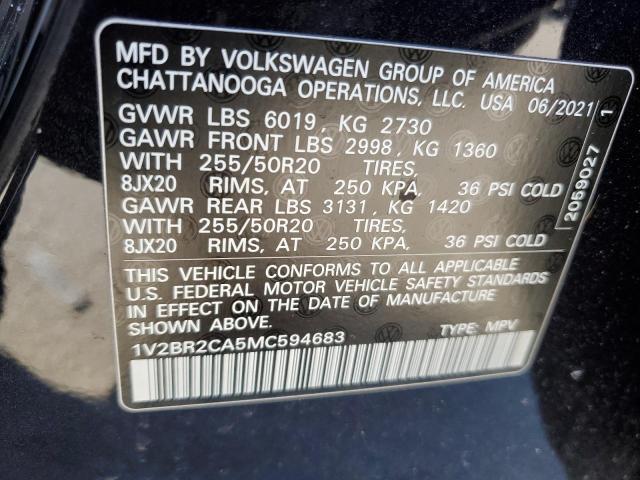 1V2BR2CA5MC594683 - 2021 VOLKSWAGEN ATLAS SEL BLACK photo 13