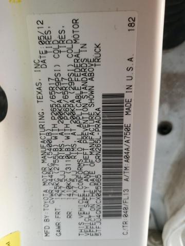 5TFJU4GNXCX025565 - 2012 TOYOTA TACOMA DOUBLE CAB PRERUNNER WHITE photo 12