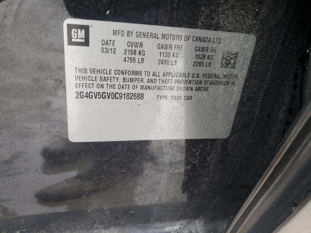 2G4GV5GV0C9182688 - 2012 BUICK REGAL GS Қара фото 12
