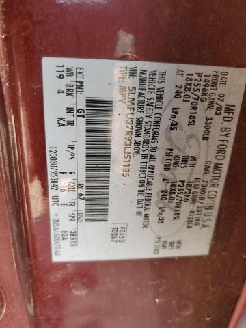 5LMFU27R93LJ51185 - 2003 LINCOLN NAVIGATOR 勃艮第红 照片 13