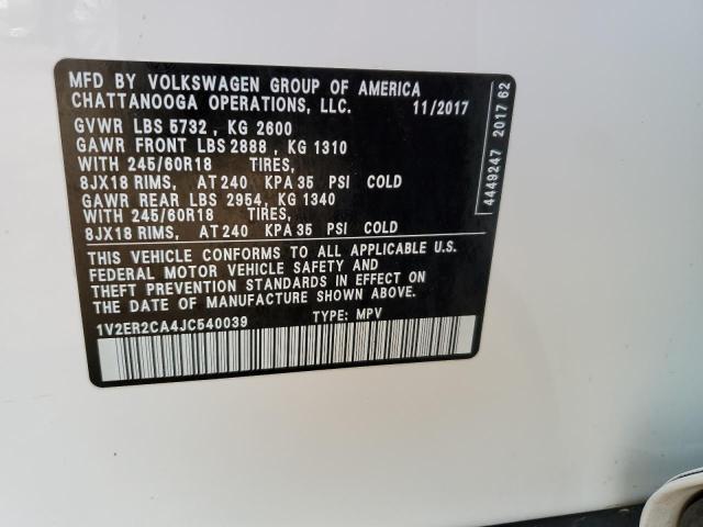 1V2ER2CA4JC540039 - 2018 VOLKSWAGEN ATLAS SEL Ağ foto 13