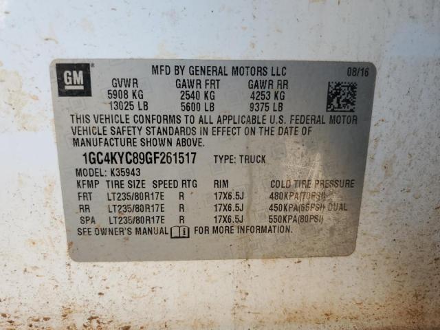 1GC4KYC89GF261517 - 2016 CHEVROLET SILVERADO K3500 WHITE photo 12