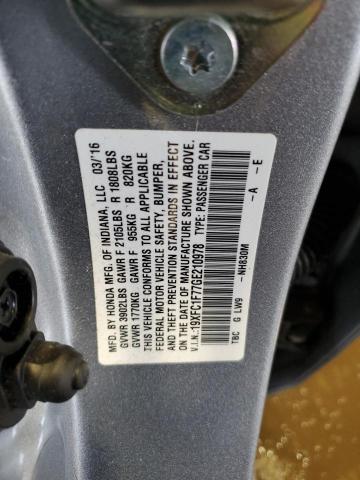 19XFC1F77GE210978 - 2016 HONDA CIVIC EXL ვერცხლისფერი ფოტო 13