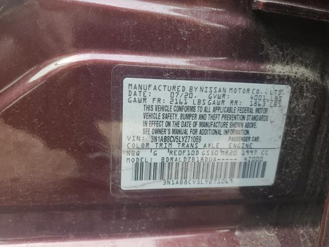 3N1AB8CV5LY271069 - 2020 NISSAN SENTRA SV BURGUNDY photo 12