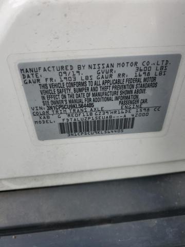 3N1CP5CU9KL564405 - 2019 NISSAN KICKS S WHITE photo 12