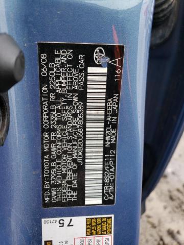 JTDKB20U687805389 - 2008 TOYOTA PRIUS BLUE photo 13