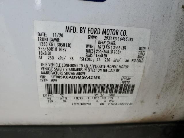 1FM5K8AB9MGA42156 - 2021 FORD EXPLORER POLICE INTERCEPTOR 白色 照片 13