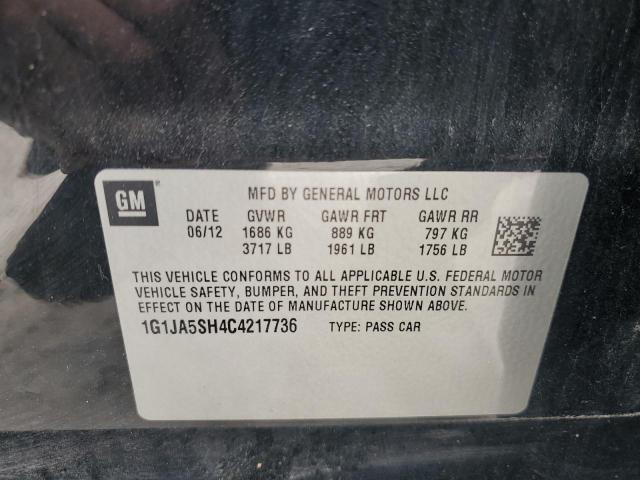 1G1JA5SH4C4217736 - 2012 CHEVROLET SONIC LS 黑色 照片 12