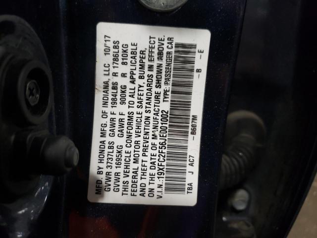 19XFC2F56JE001002 - 2018 HONDA CIVIC LX BLUE photo 12