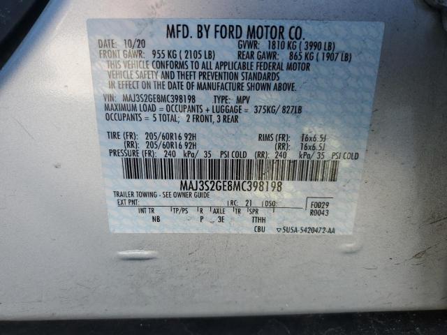 MAJ3S2GE8MC398198 - 2021 FORD ECOSPORT SE Արծաթագույն լուսանկար 13