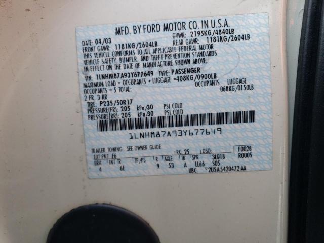 1LNHM87A93Y677649 - 2003 LINCOLN LS WHITE photo 12