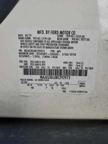 MAJ6S3GL0KC292973 - 2019 FORD ECOSPORT SE 白色 照片 12