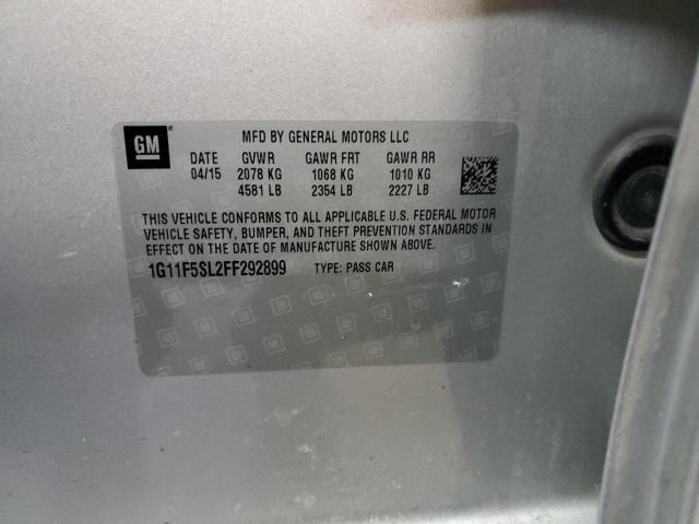 1G11F5SL2FF292899 - 2015 CHEVROLET MALIBU LTZ ვერცხლისფერი ფოტო 12