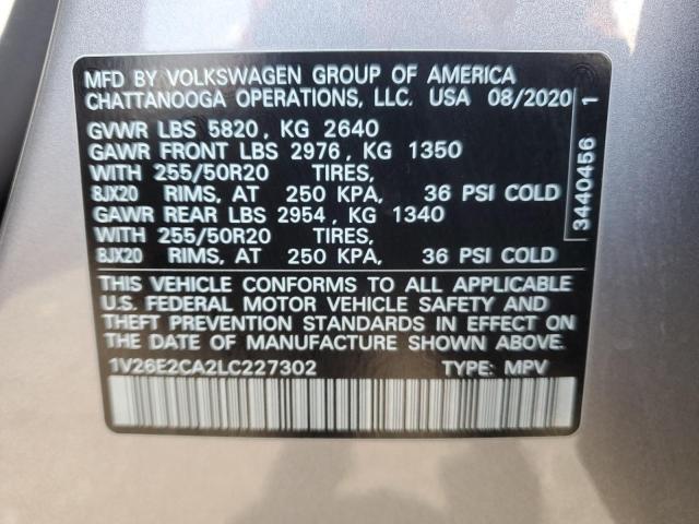 1V26E2CA2LC227302 - 2020 VOLKSWAGEN ATLAS CROS SE SILVER photo 14