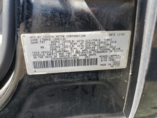 JTEGH20V620054822 - 2002 TOYOTA RAV4 BLACK photo 13