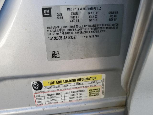 1G1ZC5EB1AF183597 - 2010 CHEVROLET MALIBU 1LT 银色 照片 12